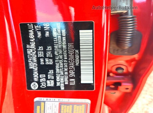 5NPLS4AG3MH007091 2021 HYUNDAI ELANTRA Red Widok komory silnika