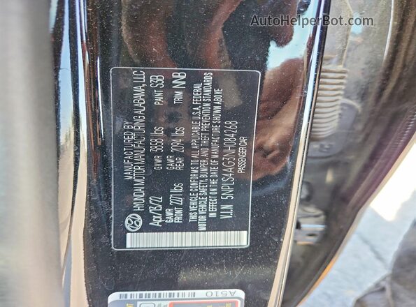 5NPLS4AG3NH084268 2022 HYUNDAI ELANTRA Black Շարժիչի բաժամունքի տեսք