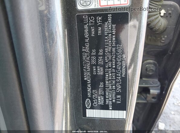 5NPLS4AG4NH065602 2022 HYUNDAI ELANTRA Gray Вид підкапотного простору