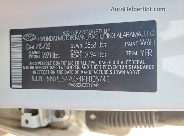 5NPLS4AG4PH105745 2023 HYUNDAI ELANTRA White Widok komory silnika