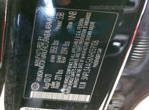 5NPLS4AG6NH059106 2022 HYUNDAI ELANTRA Черный Вид подкапотного пространства