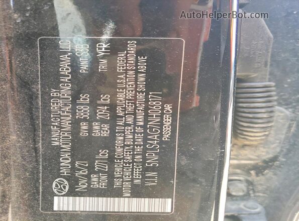 5NPLS4AG7NH068171 2022 HYUNDAI ELANTRA Black ძრავის განყოფილების ხედი