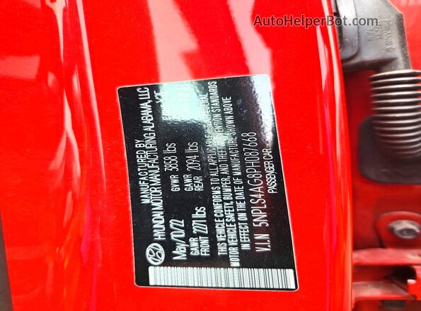 5NPLS4AG8PH087668 2023 HYUNDAI ELANTRA Red ძრავის განყოფილების ხედი