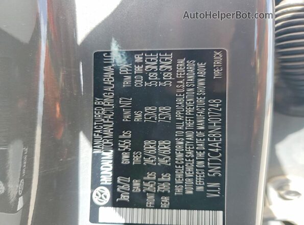 5NTJC4AE8NH017248 2022 HYUNDAI SANTA Gray Շարժիչի բաժամունքի տեսք