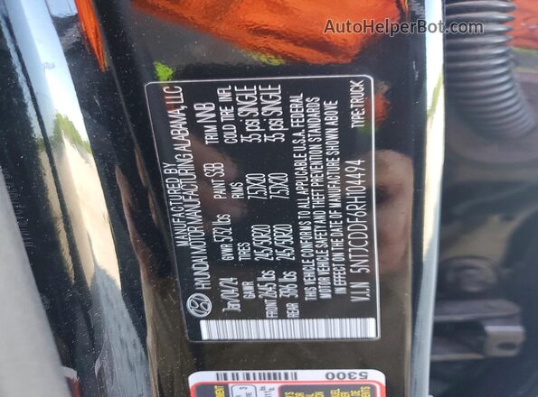 5NTJCDDF6RH104494 2024 HYUNDAI SANTA Black Vista del compartimento del motor