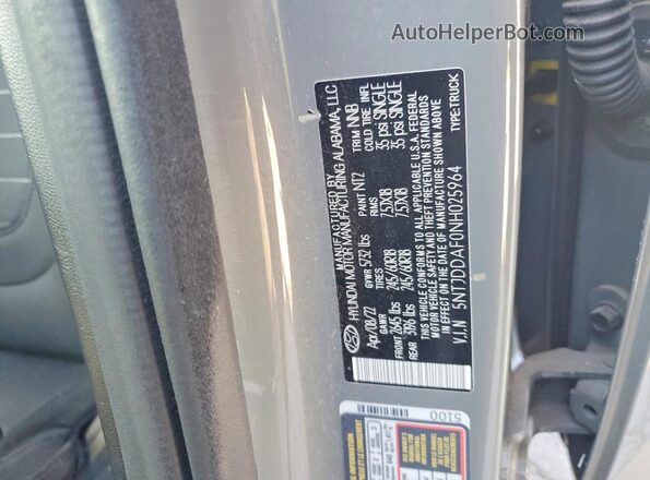 5NTJDDAF0NH025964 2022 HYUNDAI SANTA Gray ძრავის განყოფილების ხედი