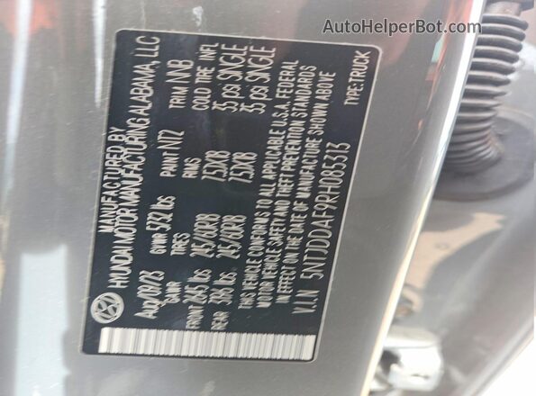 5NTJDDAF9RH085313 2024 HYUNDAI SANTA Gray VIN կոդի պիտակի տեսք