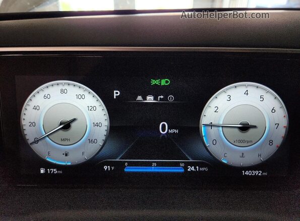 5NTJEDAF2NH022271 2022 HYUNDAI SANTA Green ხელსაწყოთა პანელის ხედი