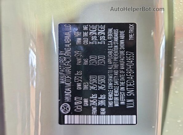 5NTJEDAF8PH048537 2023 HYUNDAI SANTA Зеленый Вид подкапотного пространства