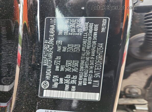 5NTJEDDF0RH121544 2024 HYUNDAI SANTA Black Vista del compartimento del motor