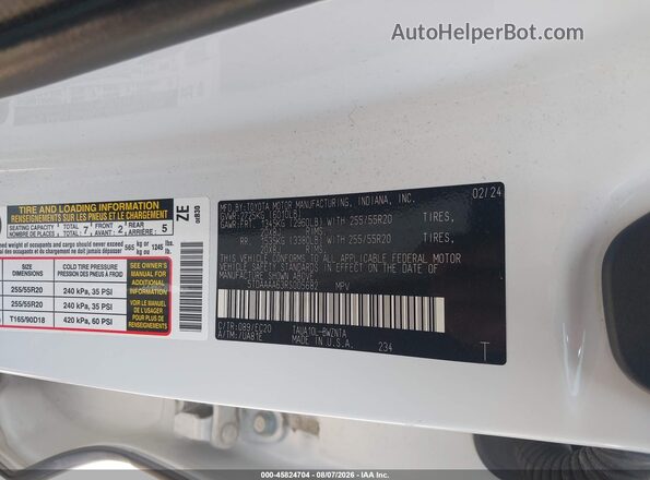 5TDAAAA63RS005682 2024 LEXUS TX 350 White Вид підкапотного простору