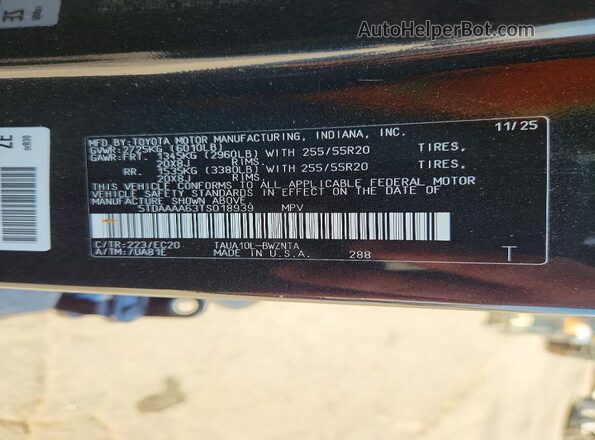 5TDAAAA63TS018939 2026 LEXUS TX Black VIN կոդի պիտակի տեսք