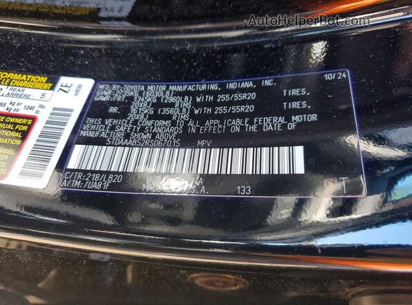 5TDAAAB52RS067015 2024 TOYOTA GRAND Black VIN կոդի պիտակի տեսք