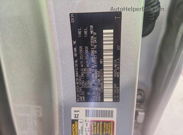 5TDAAAB53RS043774 2024 TOYOTA GRAND Silver Vista de la etiqueta del VIN