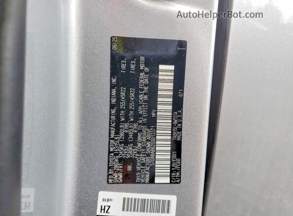 5TDABAB62SS013371 2025 LEXUS TX Silver Vista de la etiqueta del VIN
