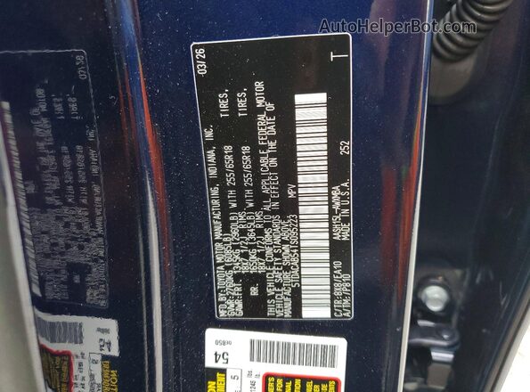 5TDACAB54TS095223 2026 TOYOTA GRAND Синий Вид наклейки с VIN-кодом
