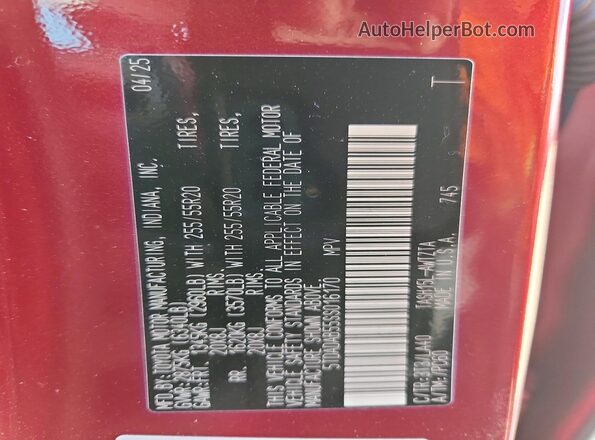 5TDADAB55SS016170 2025 TOYOTA GRAND Red Vista interior de 360 grados