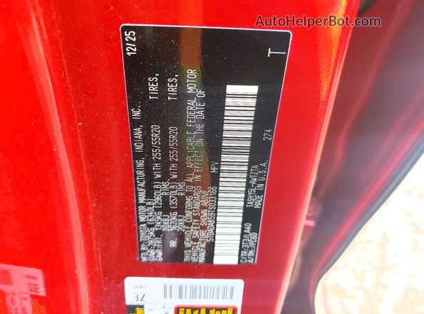 5TDADAB59TS033166 2026 TOYOTA GRAND Red VIN კოდის სტიკერის ხედი