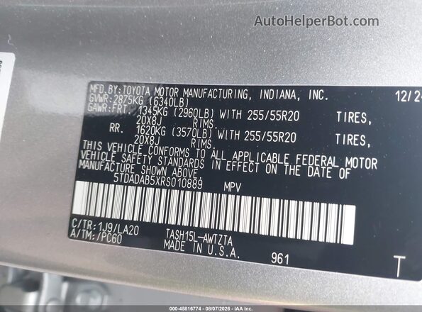 5TDADAB5XRS010889 2024 TOYOTA GRAND HIGHLANDER Silver Widok komory silnika