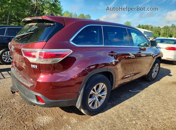 5TDBCRFH5GS018499 2016 TOYOTA HIGHLANDER Maroon Trasero derecho