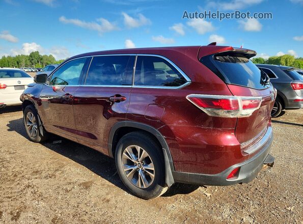 5TDBCRFH5GS018499 2016 TOYOTA HIGHLANDER Maroon Trasero izquierdo