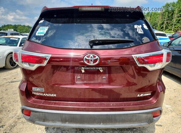 5TDBKRFH3GS235374 2016 TOYOTA HIGHLANDER Темно-бордовый Вид сзади