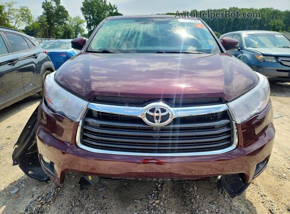 5TDBKRFH3GS235374 2016 TOYOTA HIGHLANDER Темно-бордовый Вид спереди