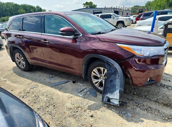 5TDBKRFH3GS235374 2016 TOYOTA HIGHLANDER Темно-бордовый Передняя правая четверть