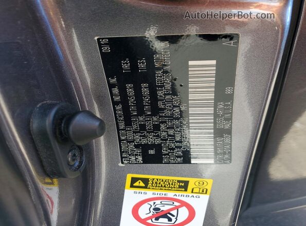 5TDBKRFH3GS340402 2016 TOYOTA HIGHLANDER Gray Widok wnętrza 360 stopni