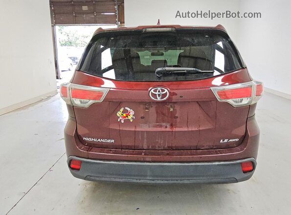 5TDBKRFH7GS264716 2016 TOYOTA HIGHLANDER Burgundy Вид ззаду