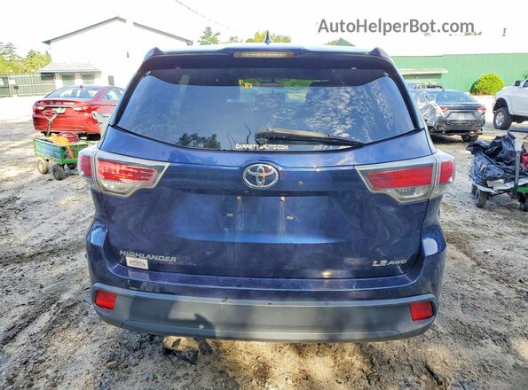 5TDBKRFH7GS314207 2016 TOYOTA HIGHLANDER Blue Vista trasera