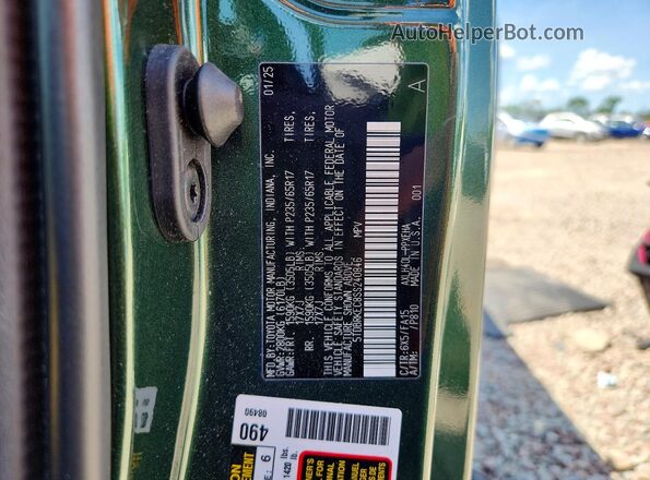 5TDBRKEC8SS240846 2025 TOYOTA SIENNA Green VIN sticker view