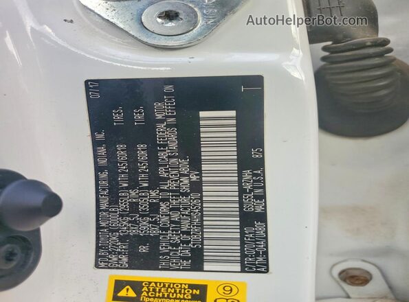 5TDBZRFH4HS452610 2017 TOYOTA HIGHLANDER Белый Вид подкапотного пространства