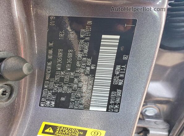 5TDBZRFH6KS962271 2019 TOYOTA HIGHLANDER Gray Widok komory silnika
