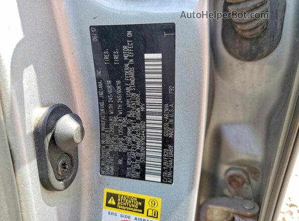 5TDBZRFH7HS442802 2017 TOYOTA HIGHLANDER Silver Vista de la etiqueta del VIN