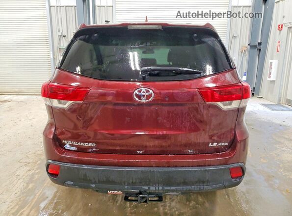 5TDBZRFH7KS728009 2019 TOYOTA HIGHLANDER Бордовый Вид сзади