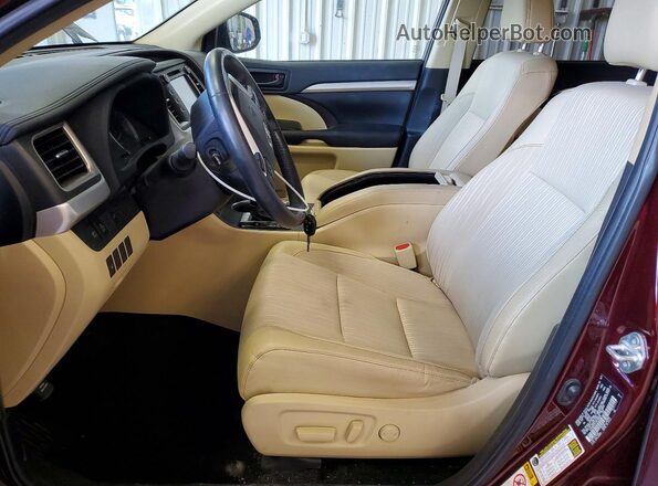 5TDBZRFH7KS728009 2019 TOYOTA HIGHLANDER Бордовый Вид салона спереди