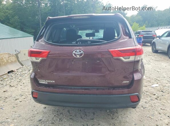 5TDBZRFHXKS712967 2019 TOYOTA HIGHLANDER Burgundy Vista trasera