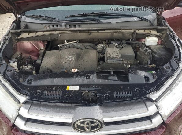 5TDBZRFHXKS712967 2019 TOYOTA HIGHLANDER Burgundy Vista del compartimento del motor