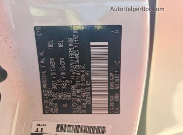 5TDCZRAH0LS021492 2020 TOYOTA HIGHLANDER Белый 