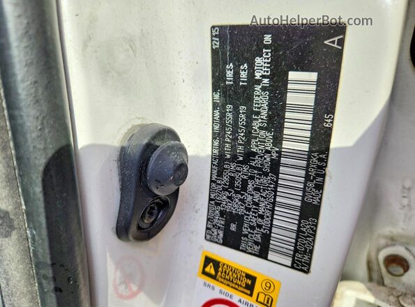 5TDDCRFH7GS014737 2016 TOYOTA HIGHLANDER White Vista de la etiqueta del VIN