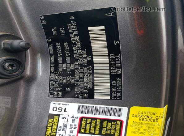5TDDK3DC6GS143494 2016 TOYOTA SIENNA Gray Панорамний вид салону 360°