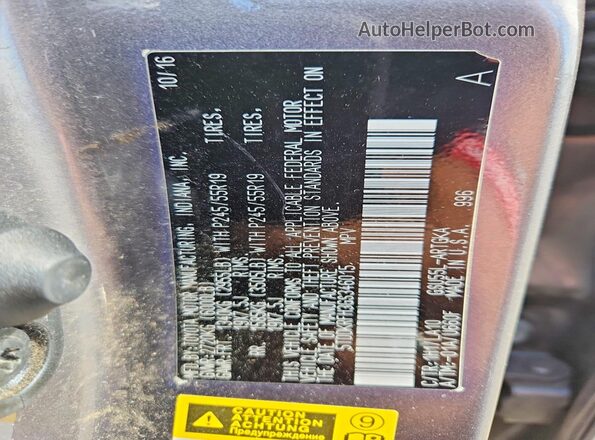 5TDDKRFH3GS346015 2016 TOYOTA HIGHLANDER Gray Widok komory silnika