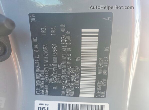 5TDDRKEC6RS216967 2024 TOYOTA SIENNA Серый Вид наклейки с VIN-кодом