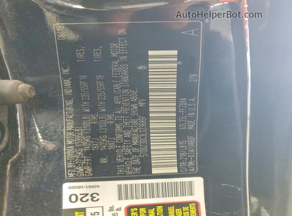 5TDDZ3DC3LS236897 2020 TOYOTA SIENNA Black VIN կոդի պիտակի տեսք