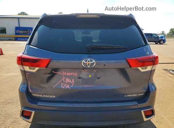 5TDDZRFH1KS993162 2019 TOYOTA HIGHLANDER Gray უკანა ხედი