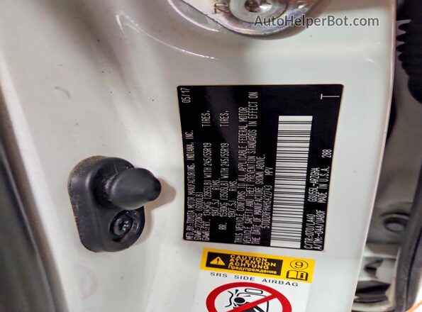 5TDDZRFH4HS422743 2017 TOYOTA HIGHLANDER White VIN sticker view