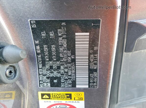5TDDZRFH8KS995474 2019 TOYOTA HIGHLANDER Серый Вид наклейки с VIN-кодом