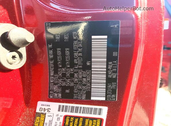 5TDESKFC3NS052952 2022 TOYOTA SIENNA Red Панорамний вид салону 360°