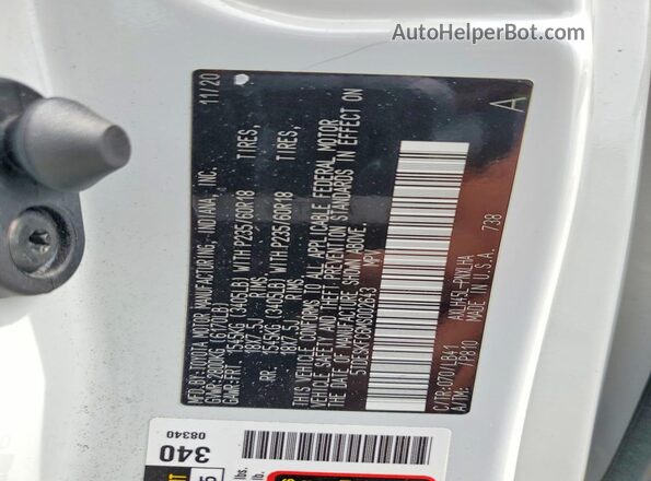 5TDESKFC6MS002643 2021 TOYOTA SIENNA White Панорамний вид салону 360°